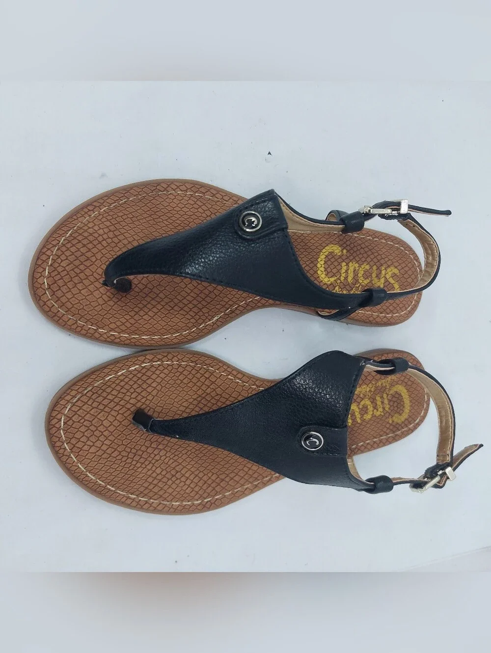 Circus By Sam Edelman Carolina Thong Sandals Black Flats Womens size 5.5M
